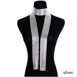 NEW Silver Mesh Necklace Scarf 60" Neck Wrap N16